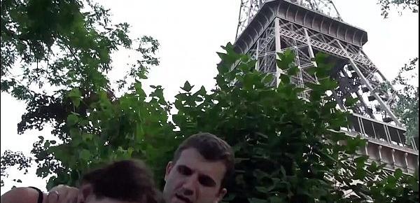  Extreme public sex threesome by the world famous landmark Eiffel Tower in Paris
